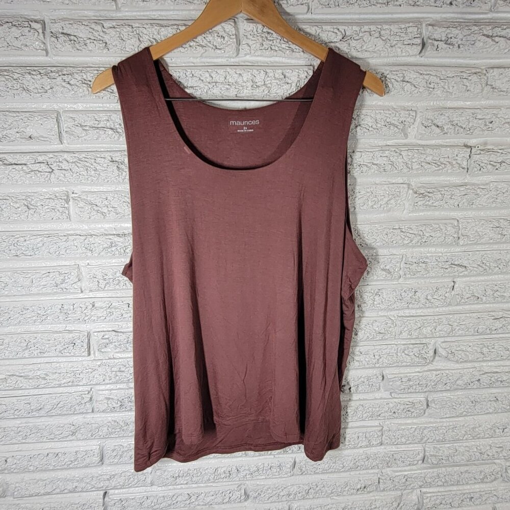 Maurices Womens Top 2X Plus Tank Sleeveless Brown Rayon Spandex Comfy BRO22E